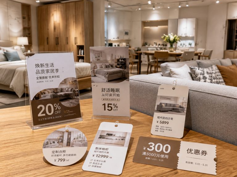 呼中区家具门店单页海报与吊牌